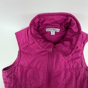 PORT AUTHORITY Ladies Puffer Vest Size S Pink Full Zip Sleeveless Quilted